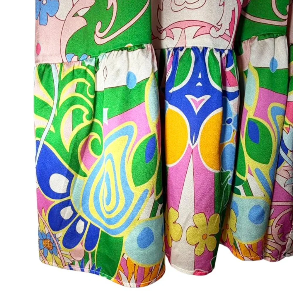 CIEBON Irena Floral Long Sleeve Satin Dress - Picture 9 of 11